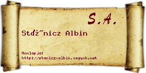 Stánicz Albin névjegykártya